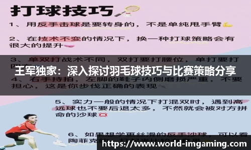 王军独家：深入探讨羽毛球技巧与比赛策略分享